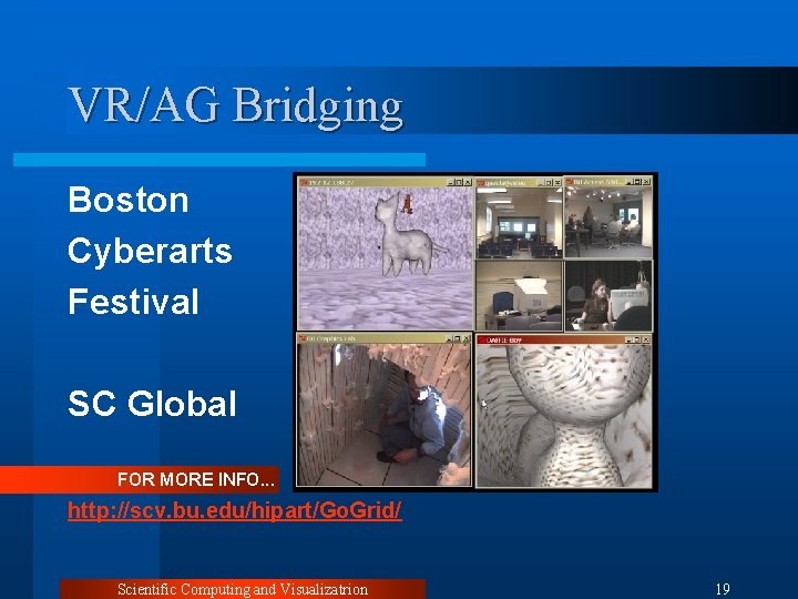 VR/AG Bridging Boston Cyberarts Festival SC Global FOR MORE INFO. . . http: //scv.