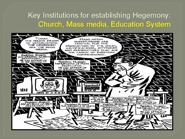 Key Institutions for establishing Hegemony: Church, Mass media, Education System 