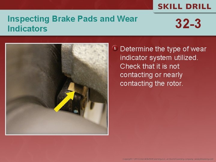 Inspecting Brake Pads and Wear Indicators 32 -3 Determine the type of wear indicator