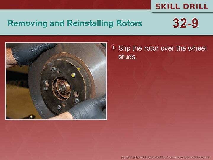 Removing and Reinstalling Rotors 32 -9 Slip the rotor over the wheel studs. 