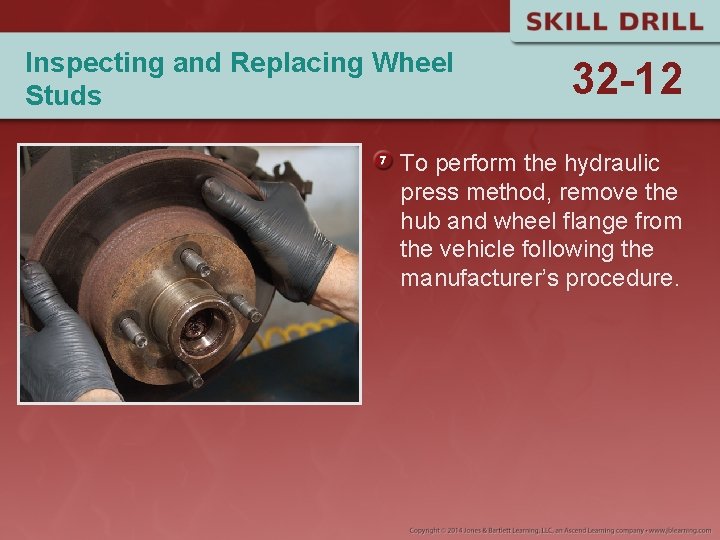 Inspecting and Replacing Wheel Studs 32 -12 To perform the hydraulic press method, remove