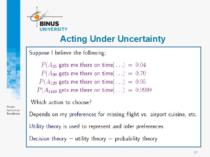 Acting Under Uncertainty 10 