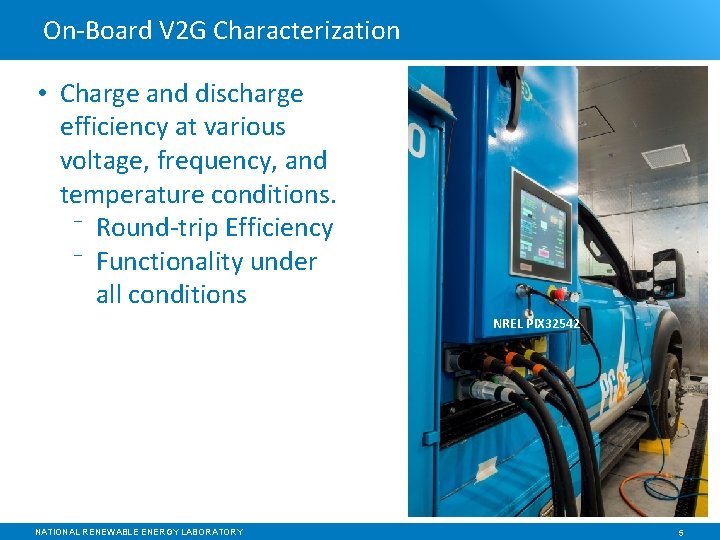 On-Board V 2 G Characterization • Charge and discharge efficiency at various voltage, frequency,