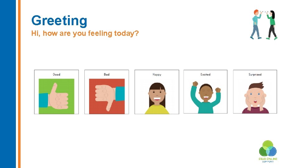 Greeting Hi, how are you feeling today? 