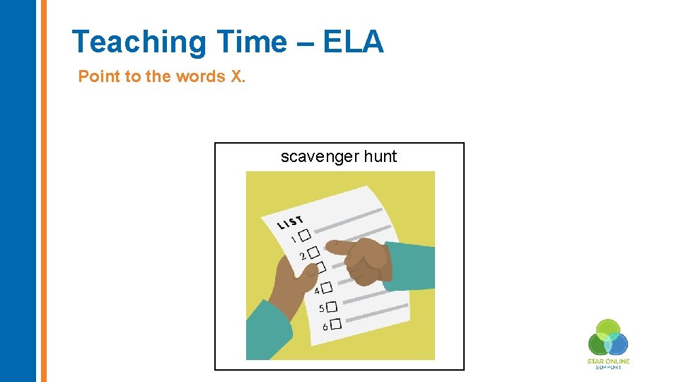 Teaching Time – ELA Point to the words X. scavenger hunt 