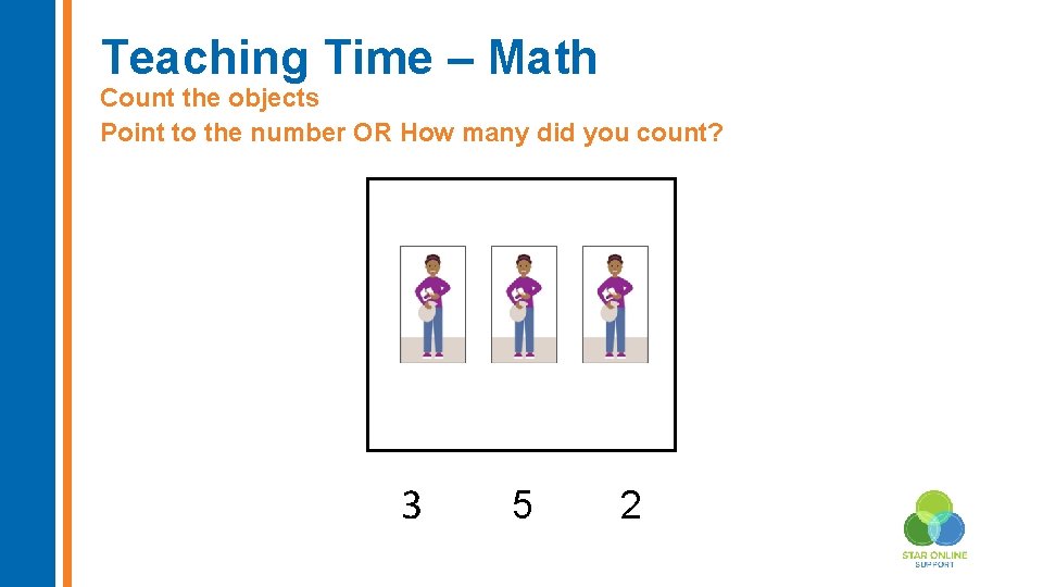 Teaching Time – Math Count the objects Point to the number OR How many