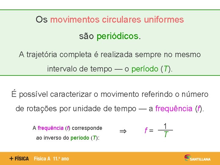 Os movimentos circulares uniformes são periódicos. A trajetória completa é realizada sempre no mesmo