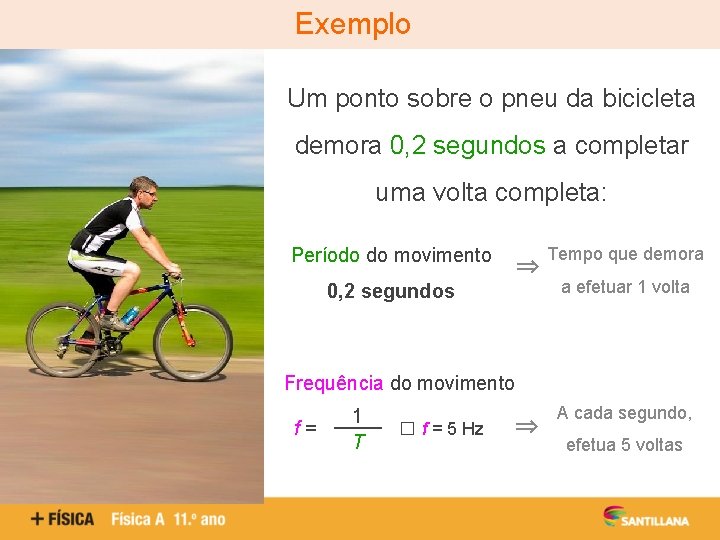 Exemplo Um ponto sobre o pneu da bicicleta demora 0, 2 segundos a completar