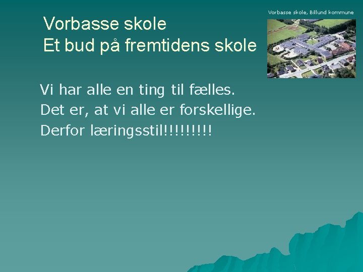 Vorbasse skole Et bud på fremtidens skole Vi har alle en ting til fælles.