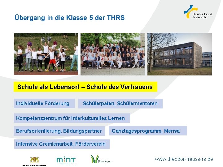 Schule als Lebensort – Schule des Vertrauens Individuelle Förderung Schülerpaten, Schülermentoren Kompetenzzentrum für Interkulturelles