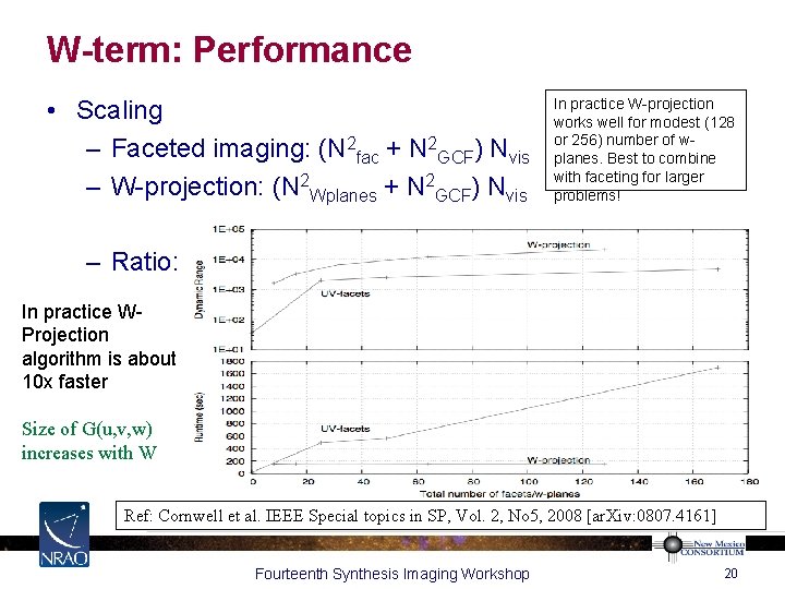 W-term: Performance • Scaling – Faceted imaging: (N 2 fac + N 2 GCF)