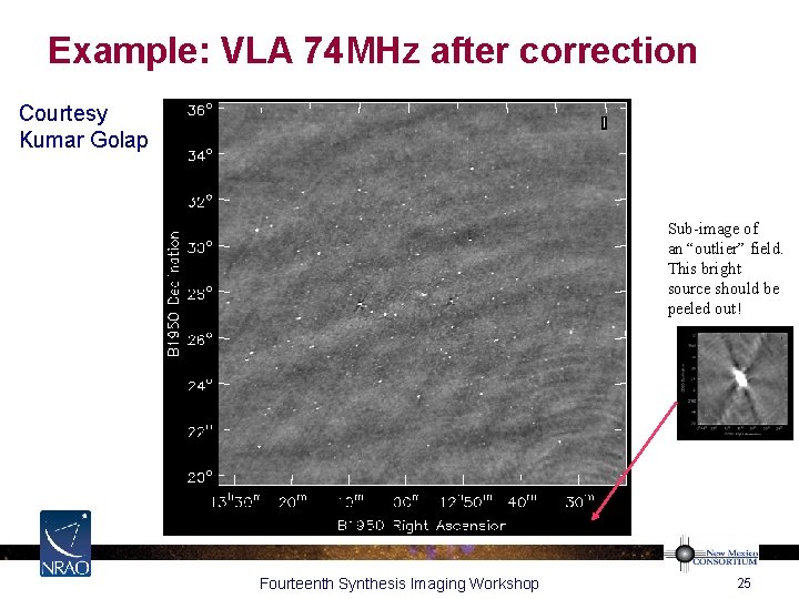 Example: VLA 74 MHz after correction Courtesy Kumar Golap Sub-image of an “outlier” field.