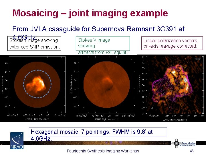 Mosaicing – joint imaging example From JVLA casaguide for Supernova Remnant 3 C 391