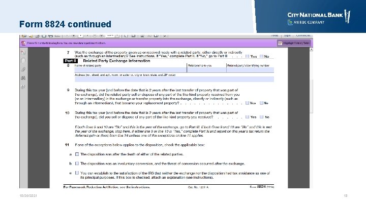 Form 8824 continued 10/26/2021 18 