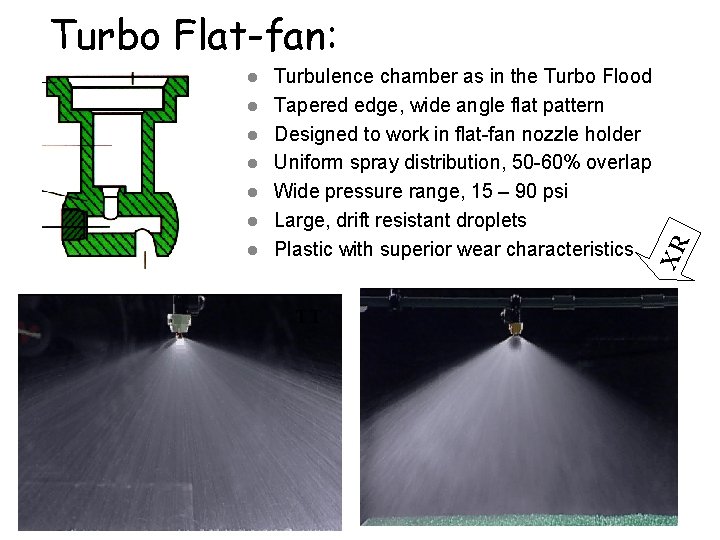 l l l l Turbulence chamber as in the Turbo Flood Tapered edge, wide