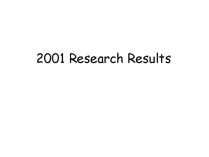 2001 Research Results 