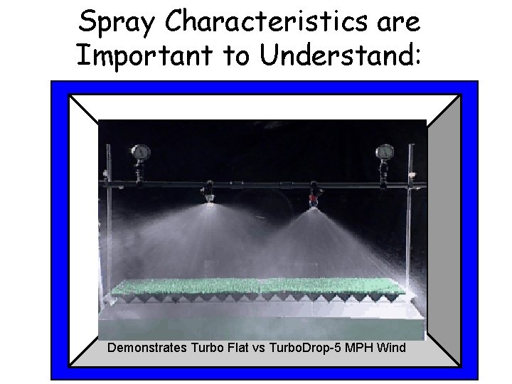 Spray Characteristics are Important to Understand: Demonstrates Turbo Flat vs Turbo. Drop-5 MPH Wind