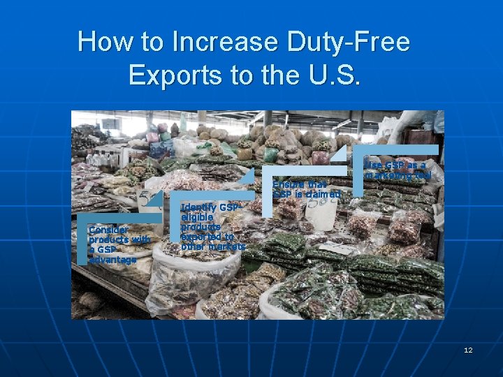 How to Increase Duty-Free Exports to the U. S. Ensure that GSP is claimed