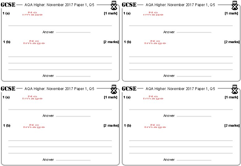 AQA Higher: November 2017 Paper 1, Q 5 1 (a) AQA Higher: November 2017
