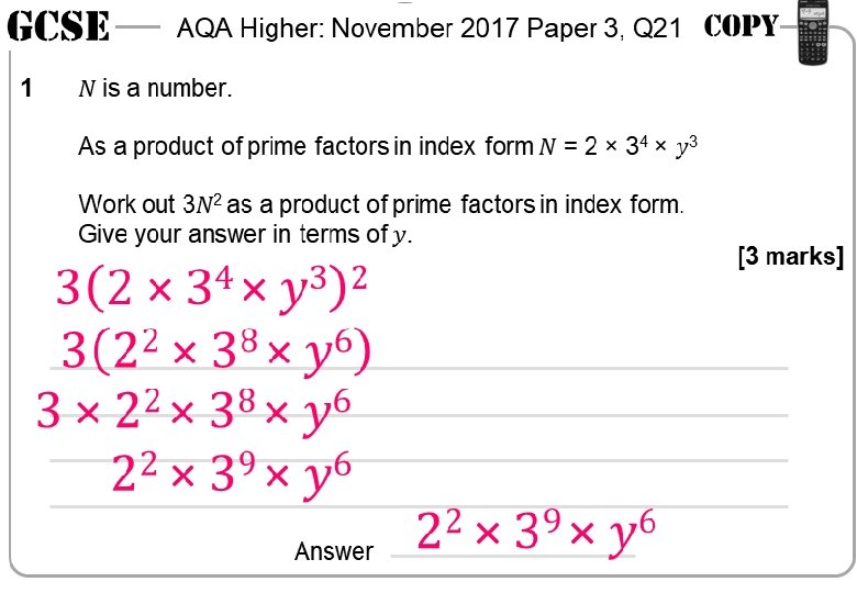 AQA Higher: November 2017 Paper 3, Q 21 1 [3 marks] Answer 