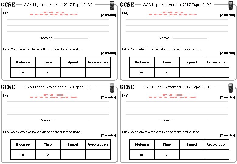 AQA Higher: November 2017 Paper 3, Q 9 1 (a) AQA Higher: November 2017