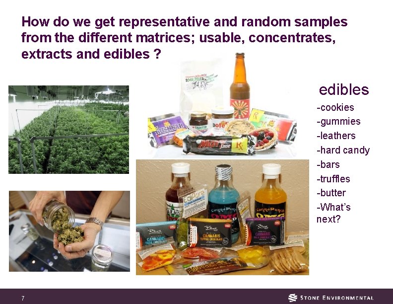 How do we get representative and random samples from the different matrices; usable, concentrates,