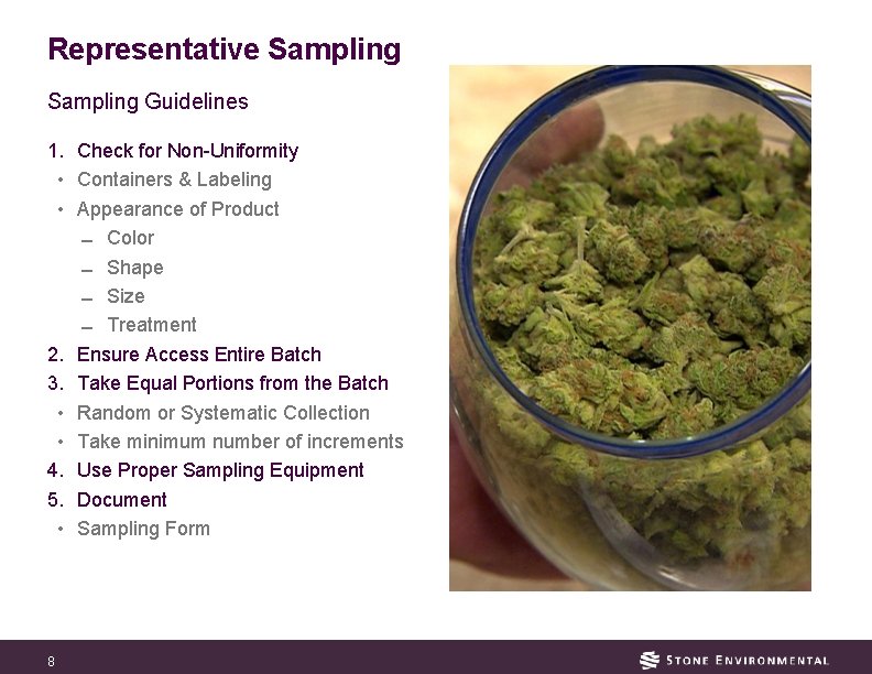 Representative Sampling Guidelines 1. Check for Non-Uniformity • Containers & Labeling • Appearance of