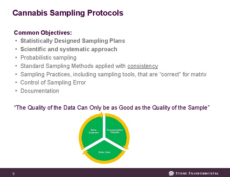 Cannabis Sampling Protocols Common Objectives: • Statistically Designed Sampling Plans • Scientific and systematic