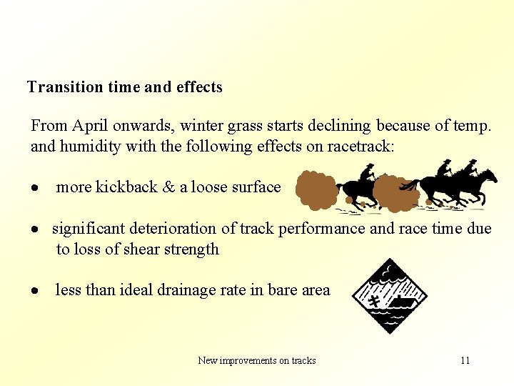 Transition time and effects From April onwards, winter grass starts declining because of temp.