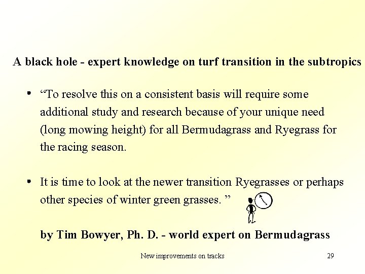 A black hole - expert knowledge on turf transition in the subtropics “To resolve