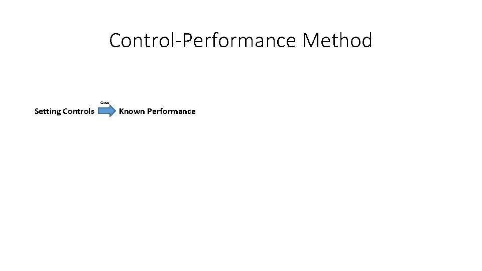 Control-Performance Method Gives Setting Controls Known Performance 