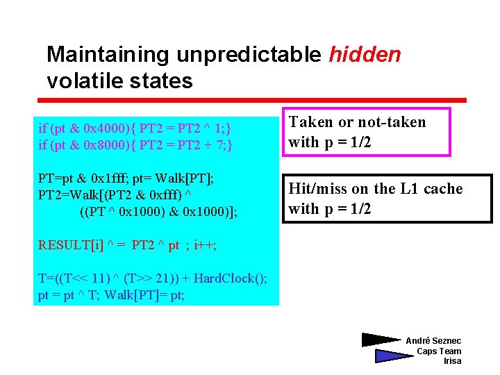 Maintaining unpredictable hidden volatile states if (pt & 0 x 4000){ PT 2 =