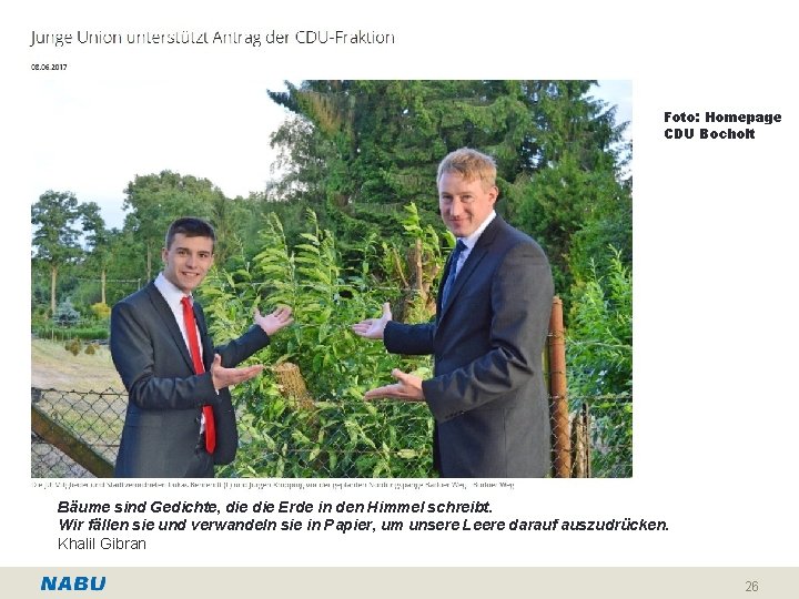 Foto: Homepage CDU Bocholt Bäume sind Gedichte, die Erde in den Himmel schreibt. Wir