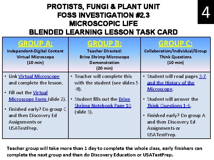 PROTISTS, FUNGI & PLANT UNIT FOSS INVESTIGATION #2. 3 MICROSCOPIC LIFE BLENDED LEARNING LESSON
