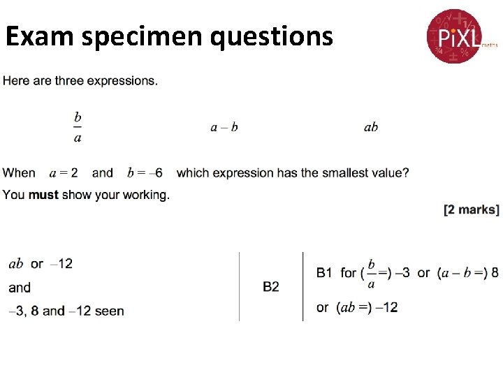 Exam specimen questions 