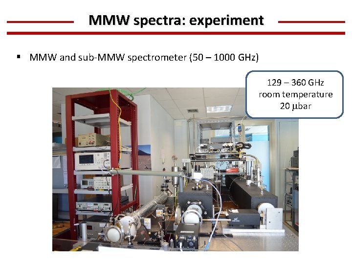 MMW spectra: experiment § MMW and sub-MMW spectrometer (50 – 1000 GHz) 129 –