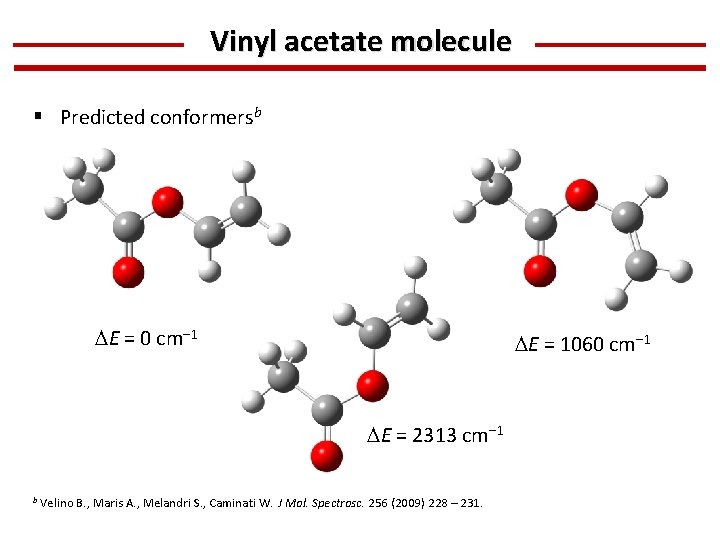 Vinyl acetate molecule § Predicted conformersb DE = 0 cm 1 DE = 1060