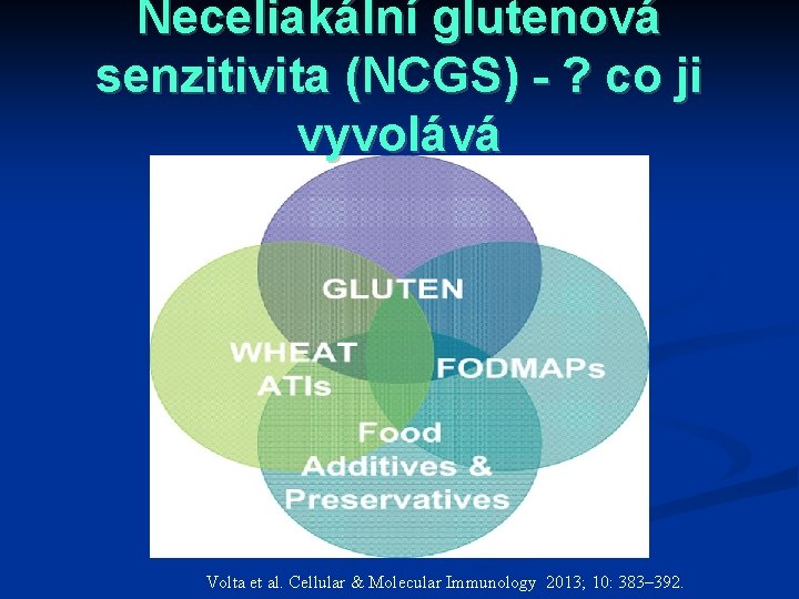 Neceliakální glutenová senzitivita (NCGS) - ? co ji vyvolává Volta et al. Cellular &