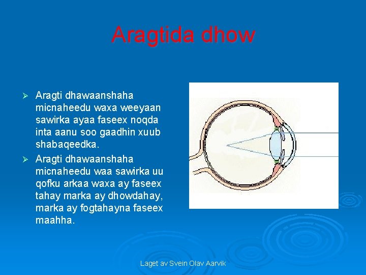 Aragtida dhow Aragti dhawaanshaha micnaheedu waxa weeyaan sawirka ayaa faseex noqda inta aanu soo