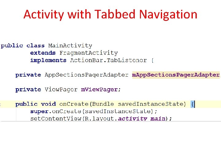 Activity with Tabbed Navigation 