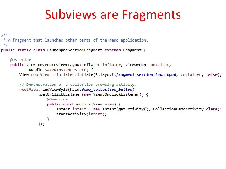 Subviews are Fragments 