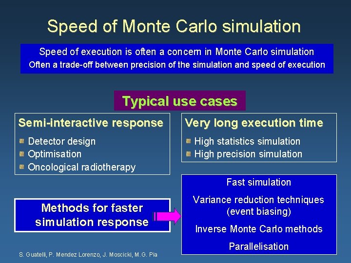 Speed of Monte Carlo simulation Speed of execution is often a concern in Monte