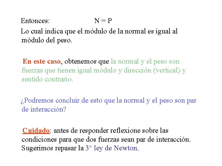 Entonces: N=P Lo cual indica que el módulo de la normal es igual al