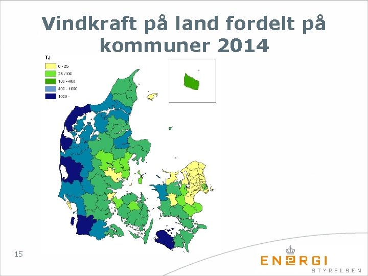 Vindkraft på land fordelt på kommuner 2014 15 