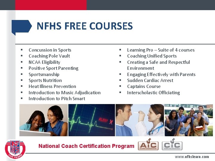 NFHS FREE COURSES § § § § § Concussion in Sports Coaching Pole Vault