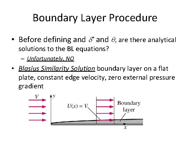 Boundary Layer Procedure • Before defining and * and are there analytical solutions to