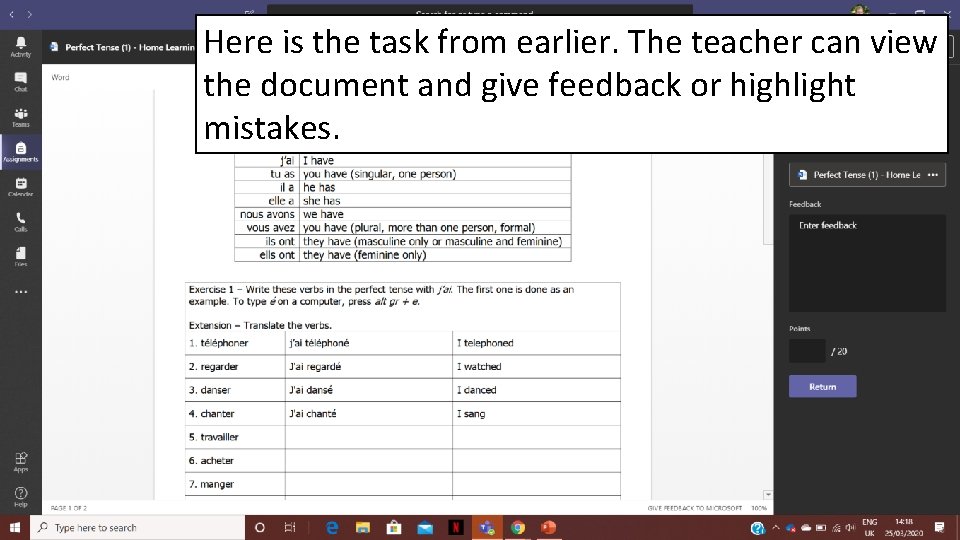 Here is the task from earlier. The teacher can view the document and give