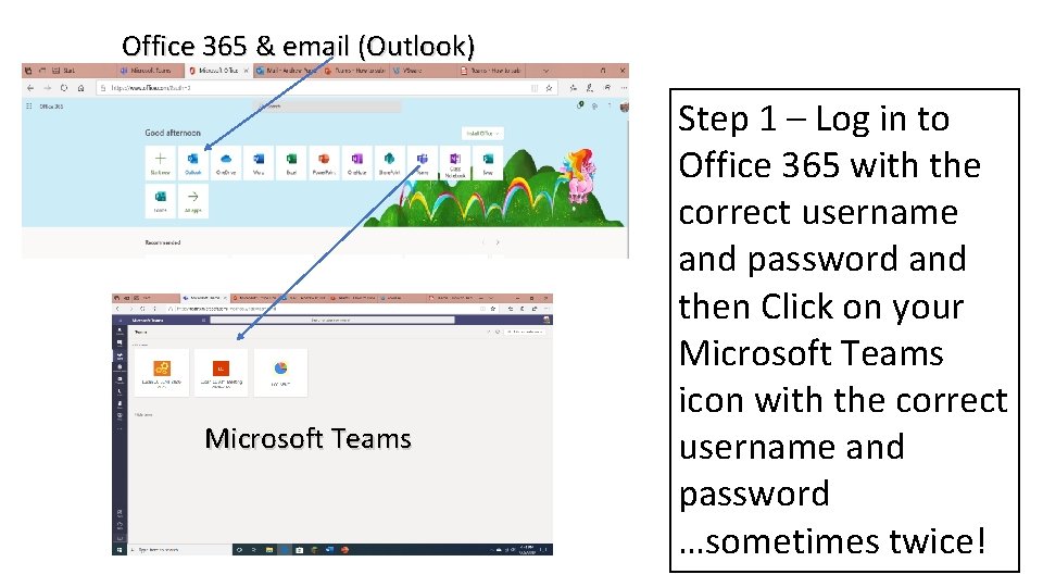 Office 365 & email (Outlook) Microsoft Teams Step 1 – Log in to Office