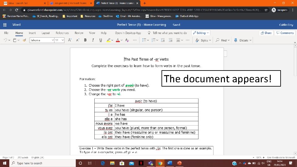 The document appears! 