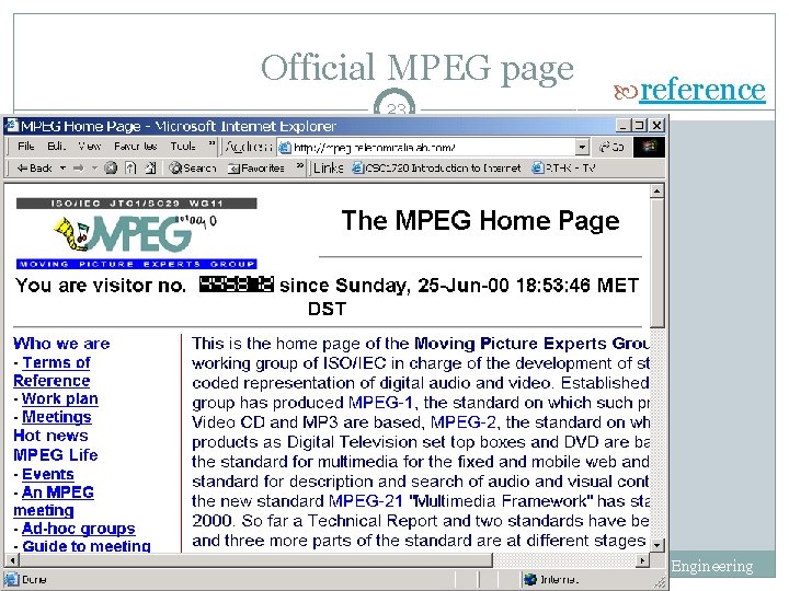 Official MPEG page 23 reference CS 118 – Web Engineering 